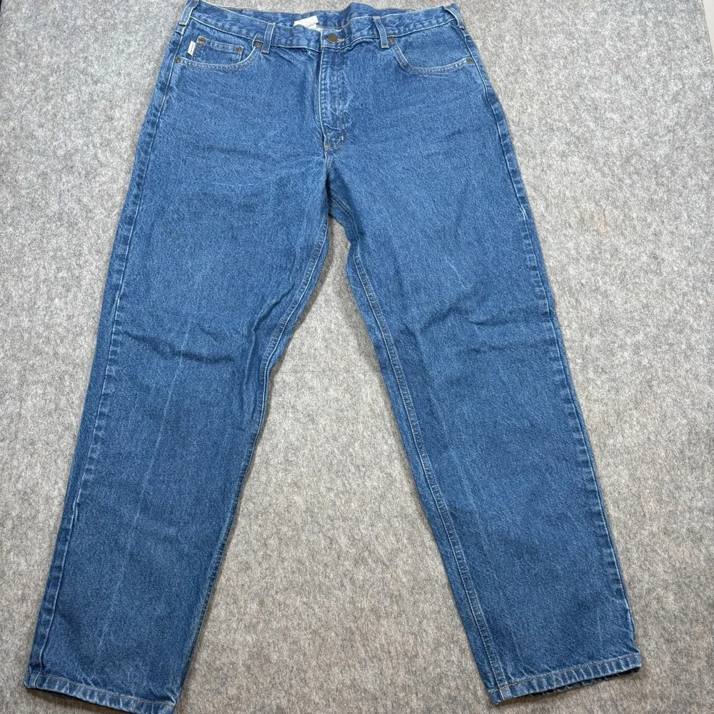 Carhartt Jeans Men's‎ Size 37 Vintage Blue Medium Wash Denim Pants Relaxed Fit